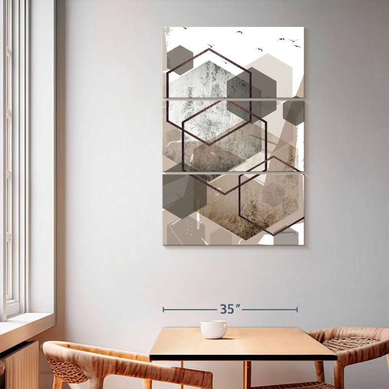 Avery Abstract Hexagons Beige I, 65" H x 42" W