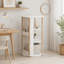 Bibliothèque pivotante à 360° pour enfants avec tableau noir, bibliothèque tournante à 3 niveaux et rangement pour jouets, blanc et naturel