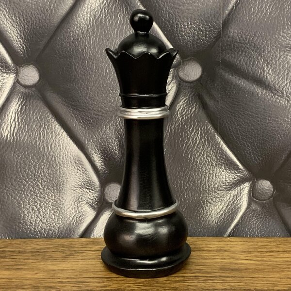 King's Knight Series Resin Chess Set with Black & Wood Grain