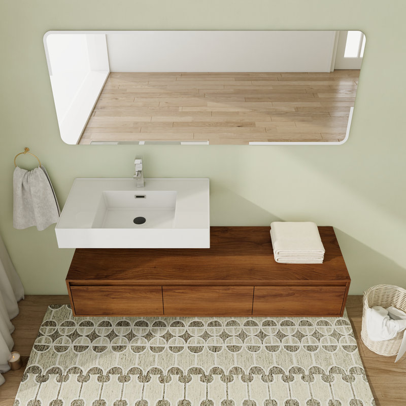 Meuble-lavabo mural simple 60 po avec comptoir en résine