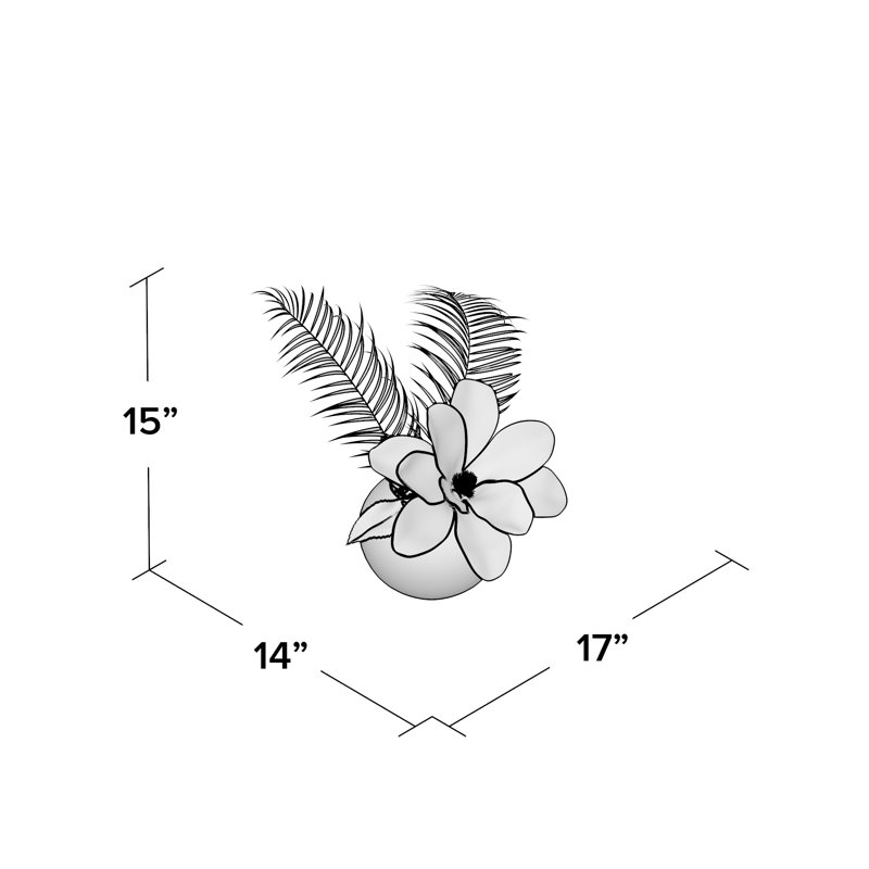 Tropical Magnolia with Palm Leaves