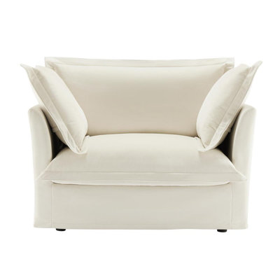 Fauteuil avec revêtement antidérapant avec 1 grand coussin de dossier et 2 coussins décoratifs, canapé-lit simple à siège profond confortable, plusieurs grands coussins moelleux, tissu en velours côtelé