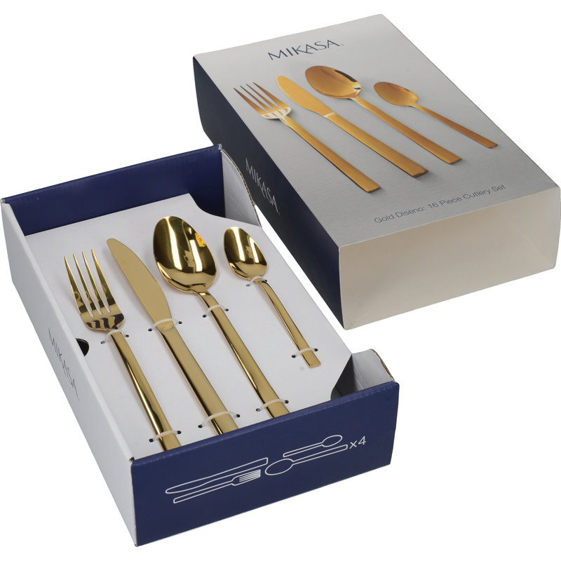 Mikasa Ciara Diseno 16 Piece Cutlery Set, Gold