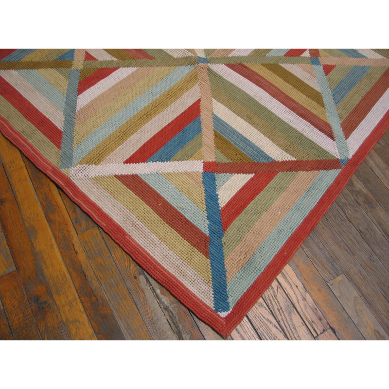 Impressive Multicolor Diamond Pattern Contemporary American Hooked Rug 10 x 14