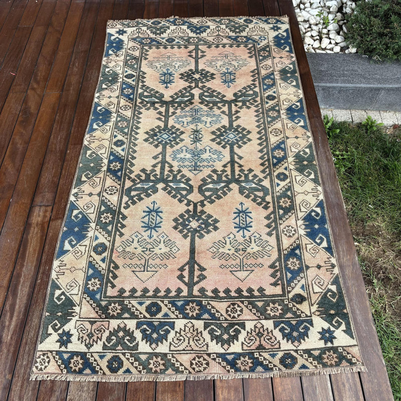 Tapis décoratif rétro beige et anatolien beige à tissage plat idéal pour la chambre à coucher