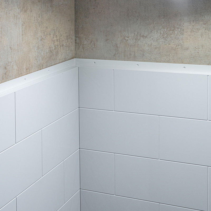 High Gloss White 4-Piece Glue Up Alcove Shower Surround