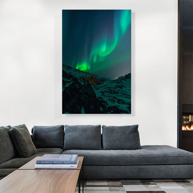 Northern Aurora Lights Home Decor - reproduction de photo sur toile tendue, H 26 po x l 18 po x 1,5 po