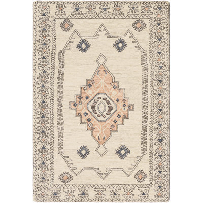 Tapis en laine touffeté à la main Moore / rose poudré / ivoire / gris clair Moore Southwestern