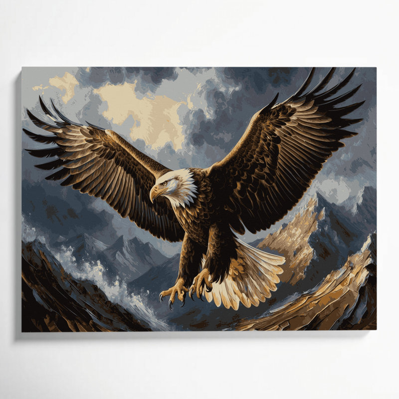 Birds Golden Eagle Gray Canvas Wall Art, 12" H x 18" W