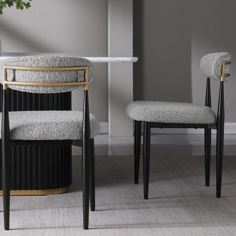 Chaises de salle à manger rembourrées Boucle, Gris, Noir
