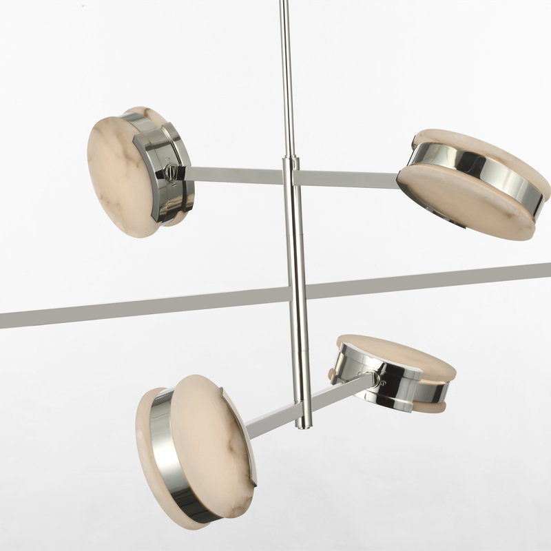Kelly Wearstler Melange 48" Multi-Positional Chandelier with Alabaster, Polished Nickel