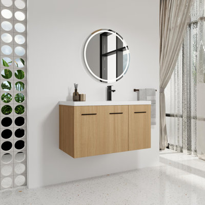 36" Bathroom Vanity with Resin Sink and Three-Door Modular Cabinet (Two Doors + One Door)