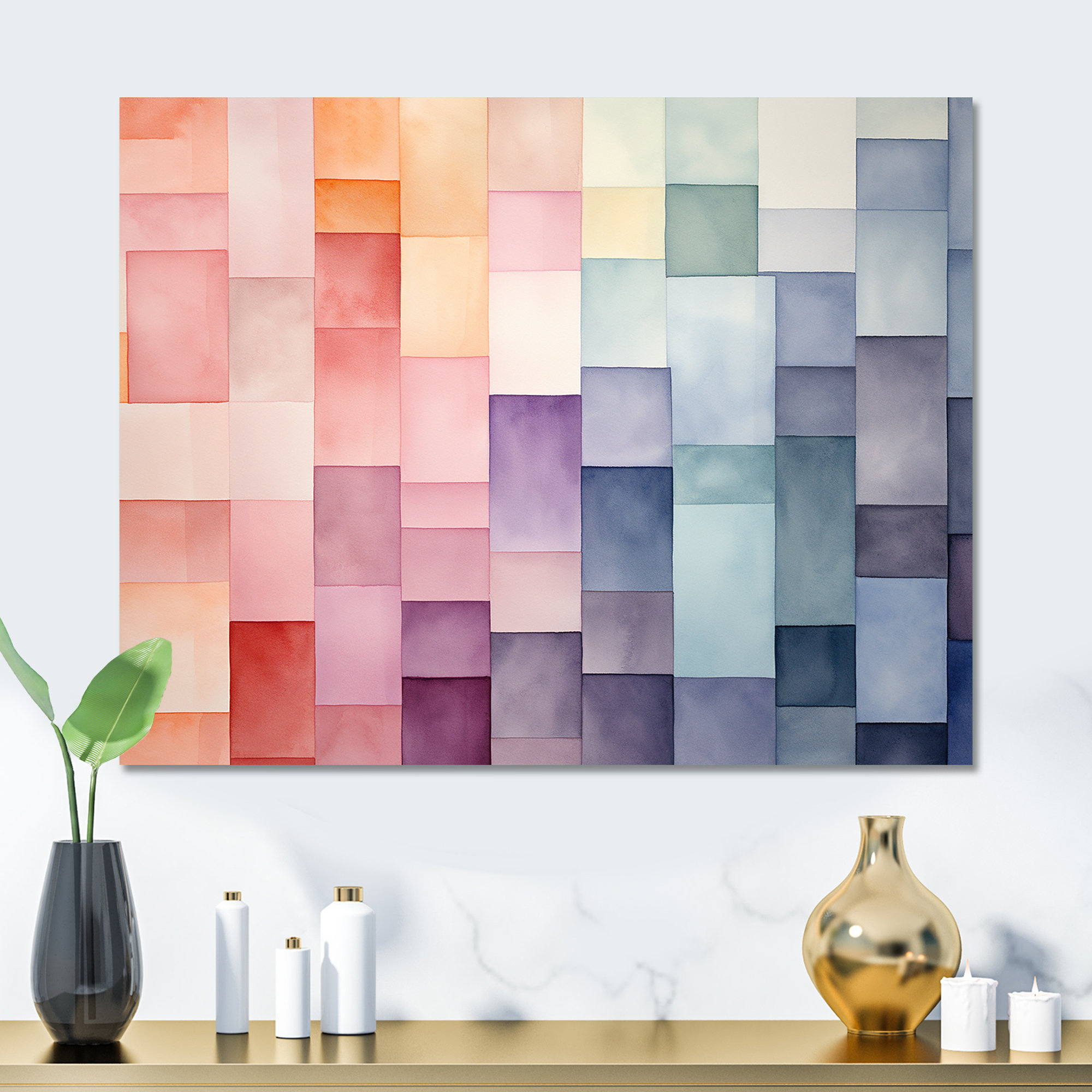 Ivy Bronx Multicolor Cubes Patterns III - Geometric Metal Wall Art ...