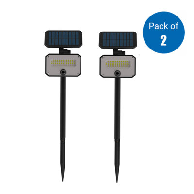 8W PIR Solar Floodlight & Remote with Polycrystalline Solar Panel 5.5V/1W, 3.7V/2400mAh, 6500K (Pack of 2 units)