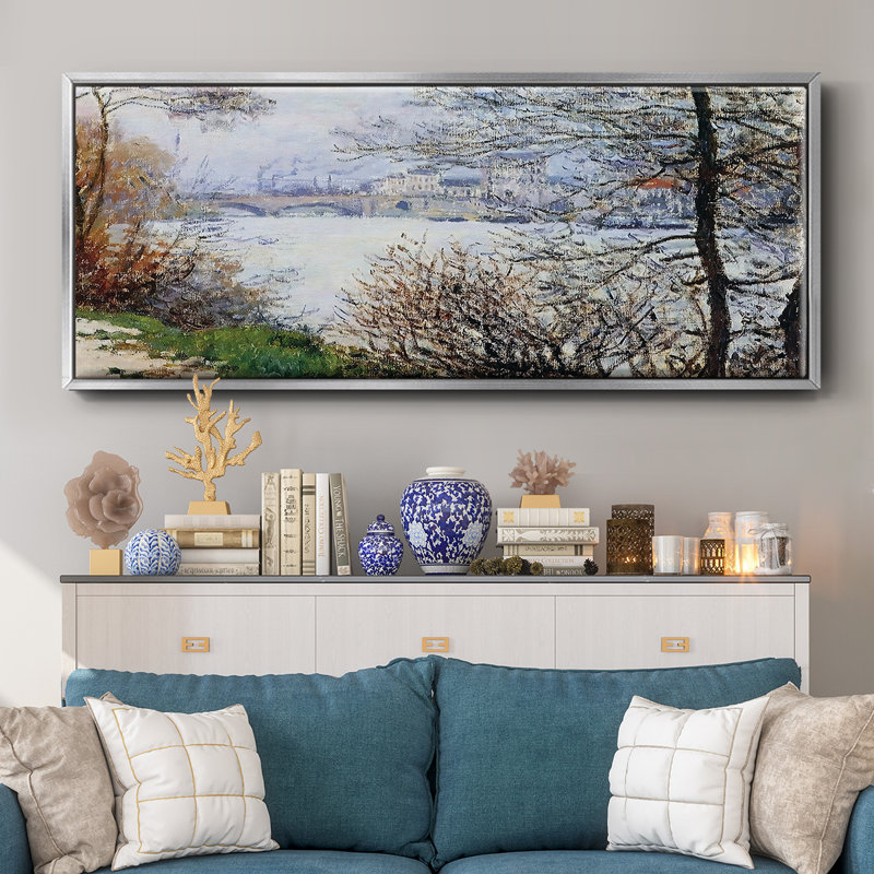 Les rives de la seine, île de la Grande - toile encadrée, H 12 po x l 30 po