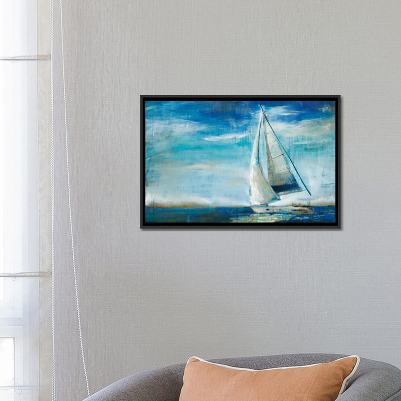 « voile away », impression sur toile, H 18 po x l 26 po x P 1,5 po, Toile avec cadre noir, Pas de tapis