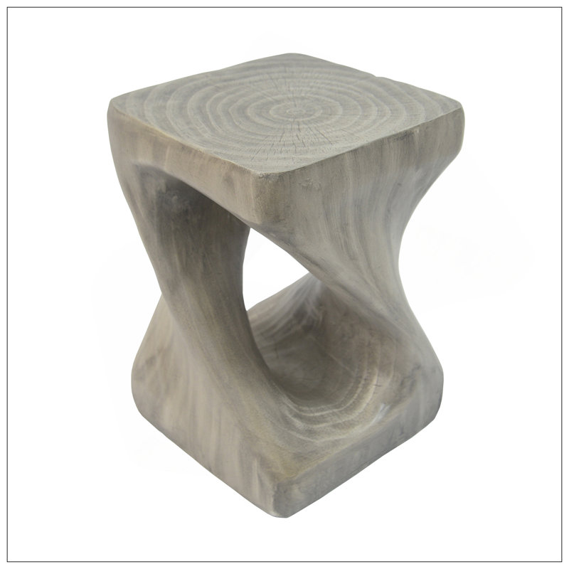 MGO Twist Shape Side Table, Wood-Like Texture, Grey Color, Gray