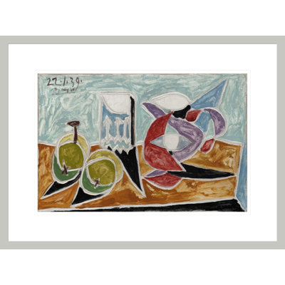 Nature morte: fruits et pichet (Nature morte: fruits et pot) par Pablo Picasso - Estampe numérique encadrée