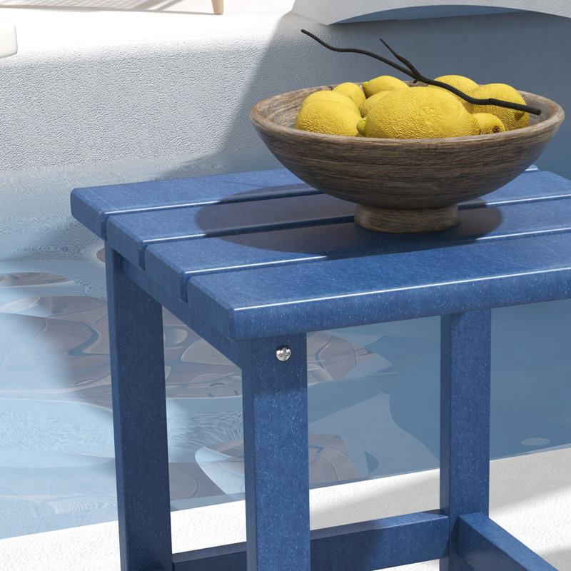 Outsunny Adirondack Side Table, Square Patio End Table, Weather Resistant 15" Outdoor HDPE Table for Porch, Pool, Balcony, Blue