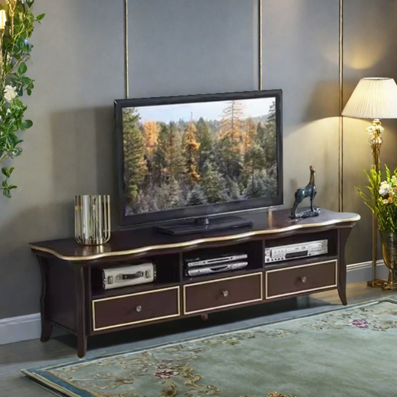 Meuble télé en bois massif rétro au design classique