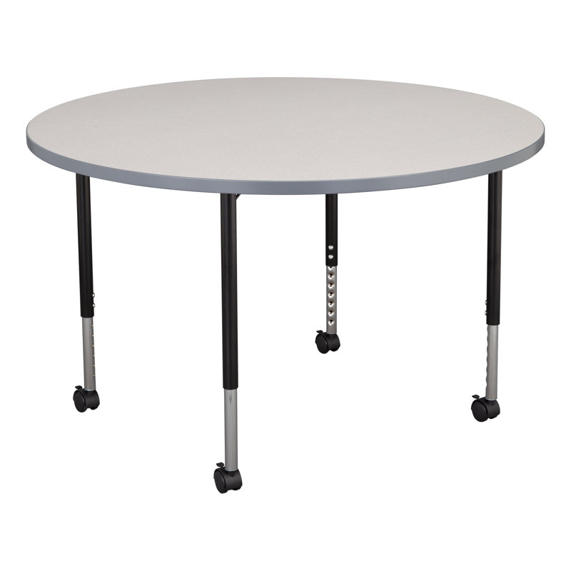 Structure Series 46" Adjustable Height Circular Activity Table with Casters, gris, Gris/noir