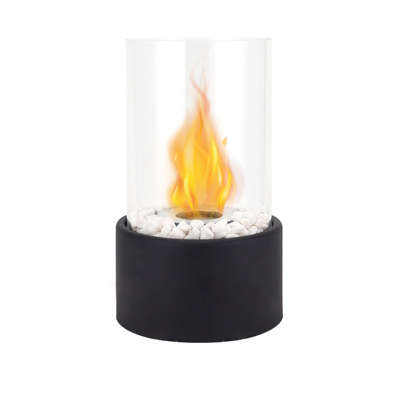 Brigitzer Bio-Ethanol Outdoor Tabletop Fireplace with Flame Guard, Black