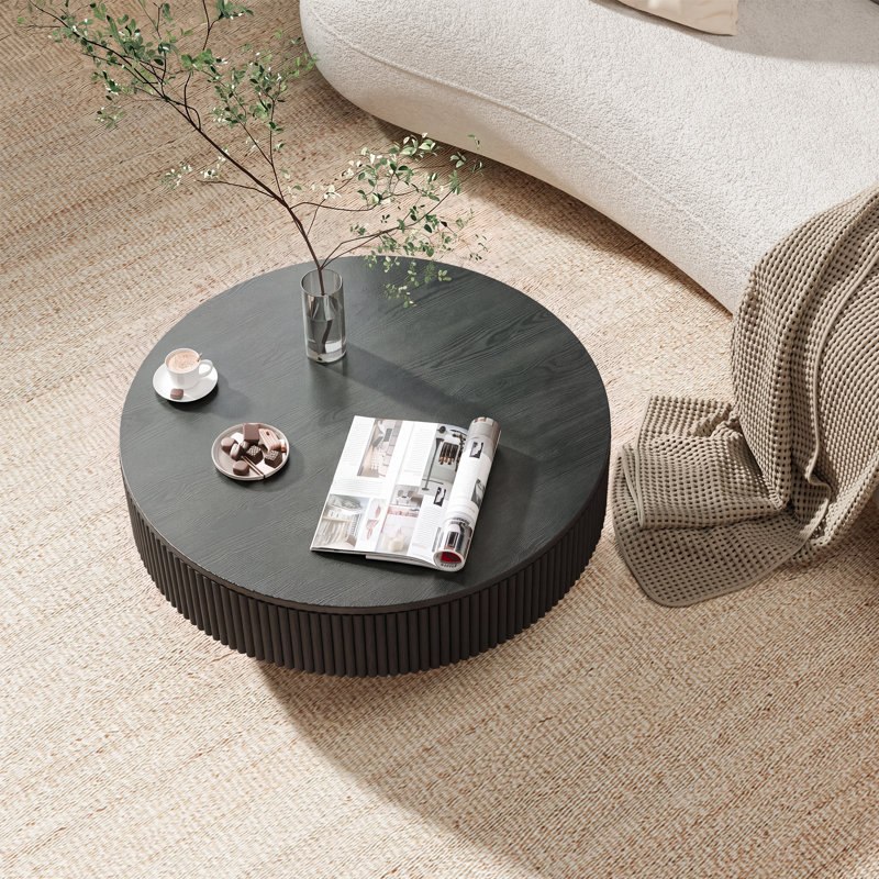 Table basse à caisson Sharna, H 13,78 po x l 31 po x P 31 po, Noir, noir, noir, noir