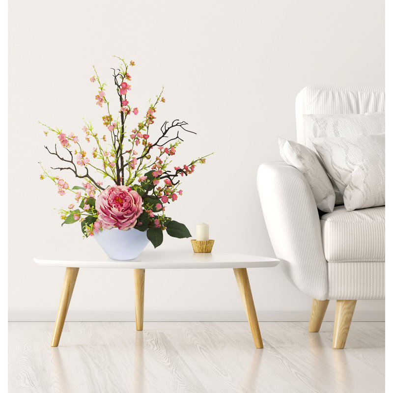 Arrangement floral artificiel en pot, Rose