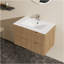 Ensemble de meuble-lavabo mural avec évier flottant, système de fermeture en douceur, 2 très grands tiroirs, noyer
