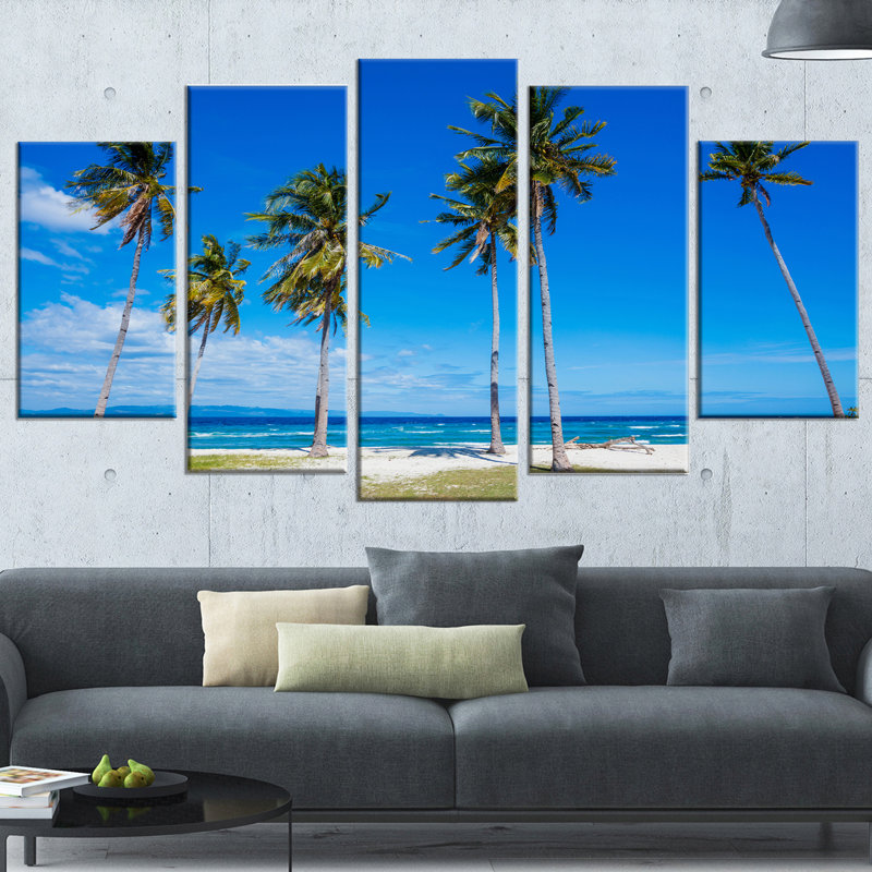 Bright And Clear Tropical Beach - 5 Piece Wrapped Canvas Print