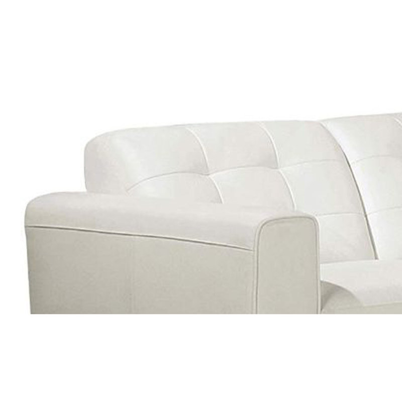 Heil 63" Faux Leather Square Arm Loveseat, White Faux Leather