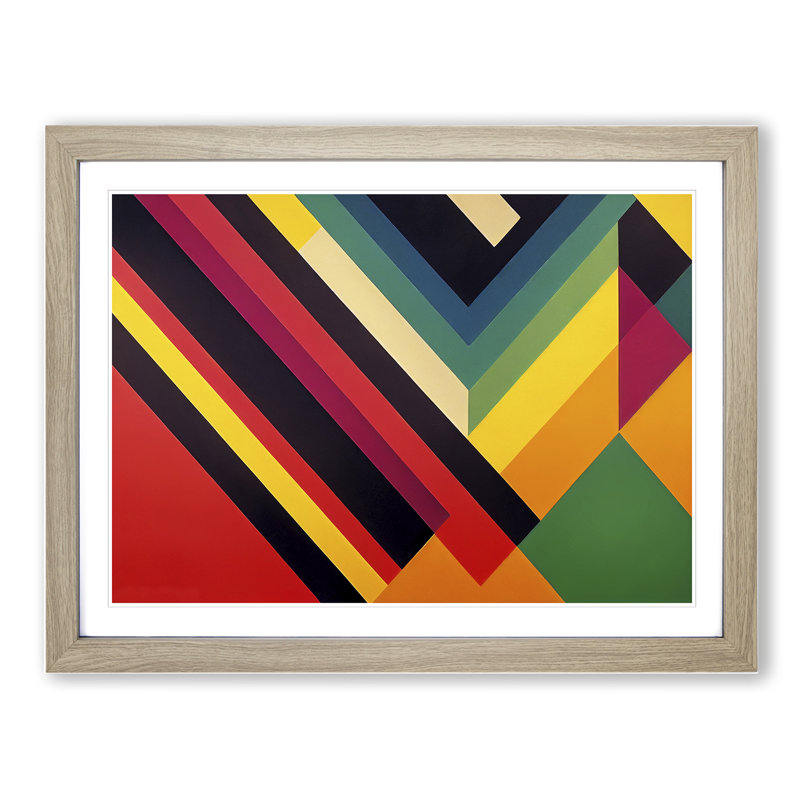 Retro - Single Picture Frame Print, 25cm H x 34cm W x 2cm D, Oak Framed