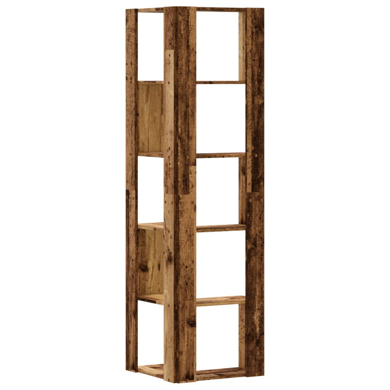50 cm W Corner Bookcase, (5 Shelves) 179cm H x 50cm W x 50cm D, Brown