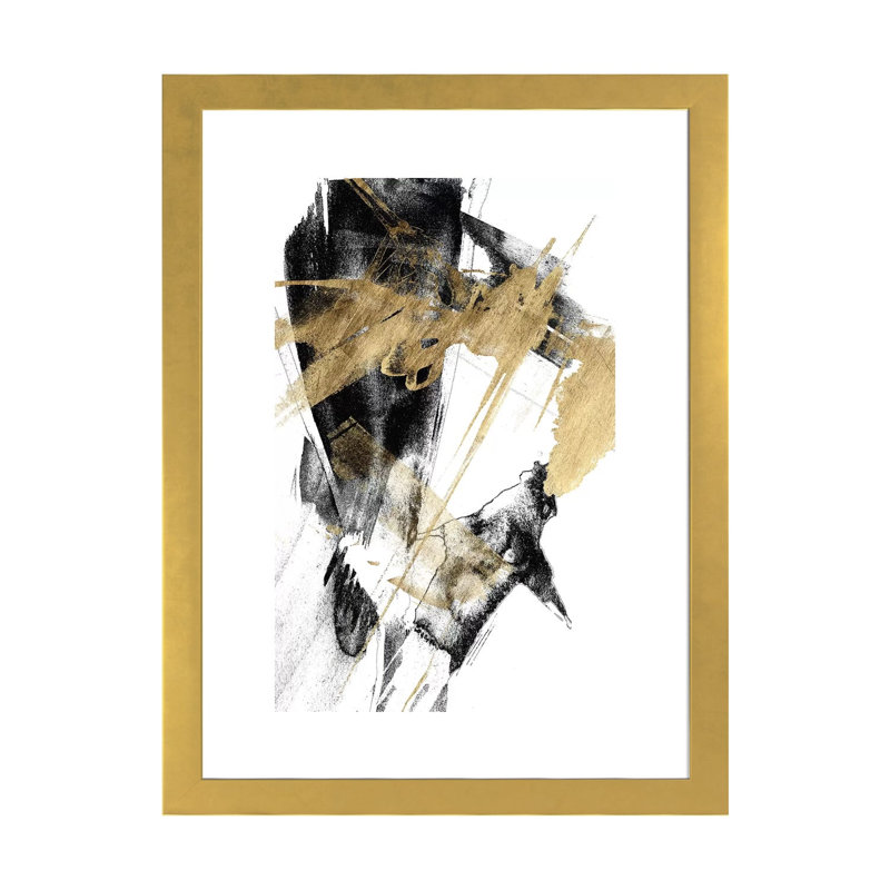 « Glam & Black I » par Jennifer Goldberger-impression, H 24 po x l 16 po x P 1 po, Papier encadré doré