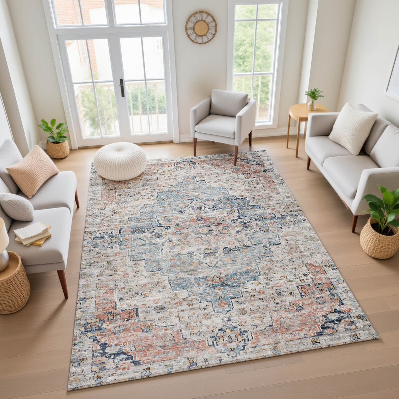 Premium Machine Washable Ashington AMF1832 Global Rug, Rectangle 2'6" x 3'10"