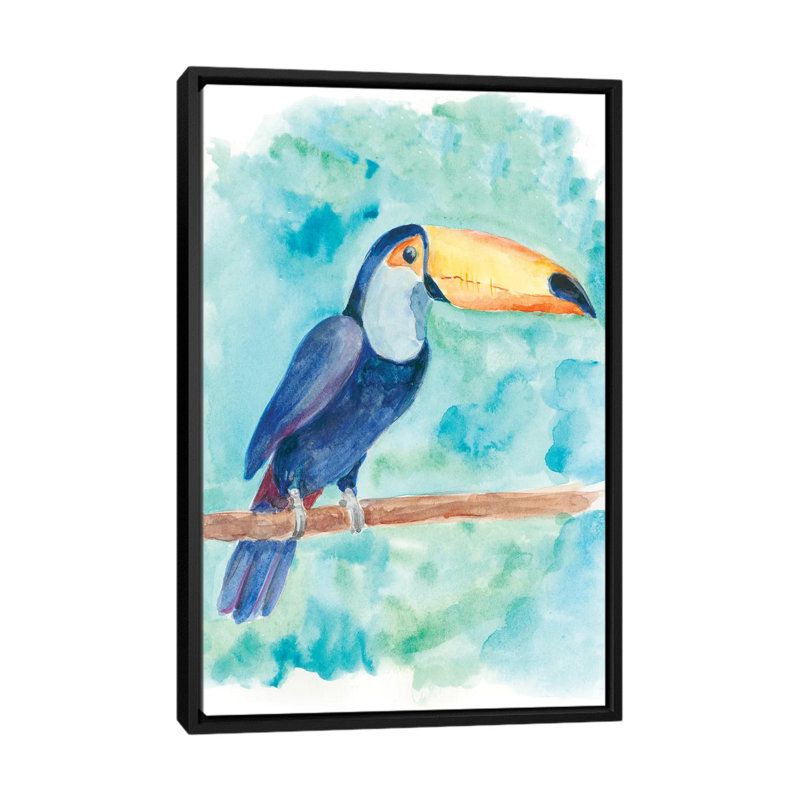 « doux oiseau », reproduction sur toile, H 26 po x l 18 po x P 1,5 po, Toile encadrée noire, Pas de tapis