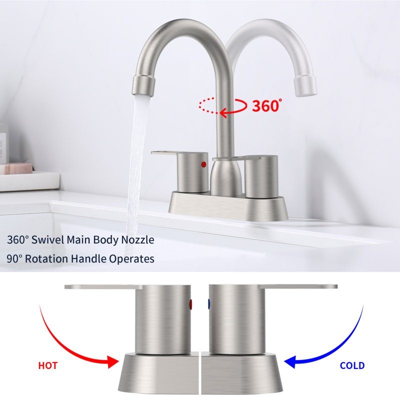 Effortless Flow Metal Modern Two-handle Faucet Brushed Nickel For Rv Bathroom