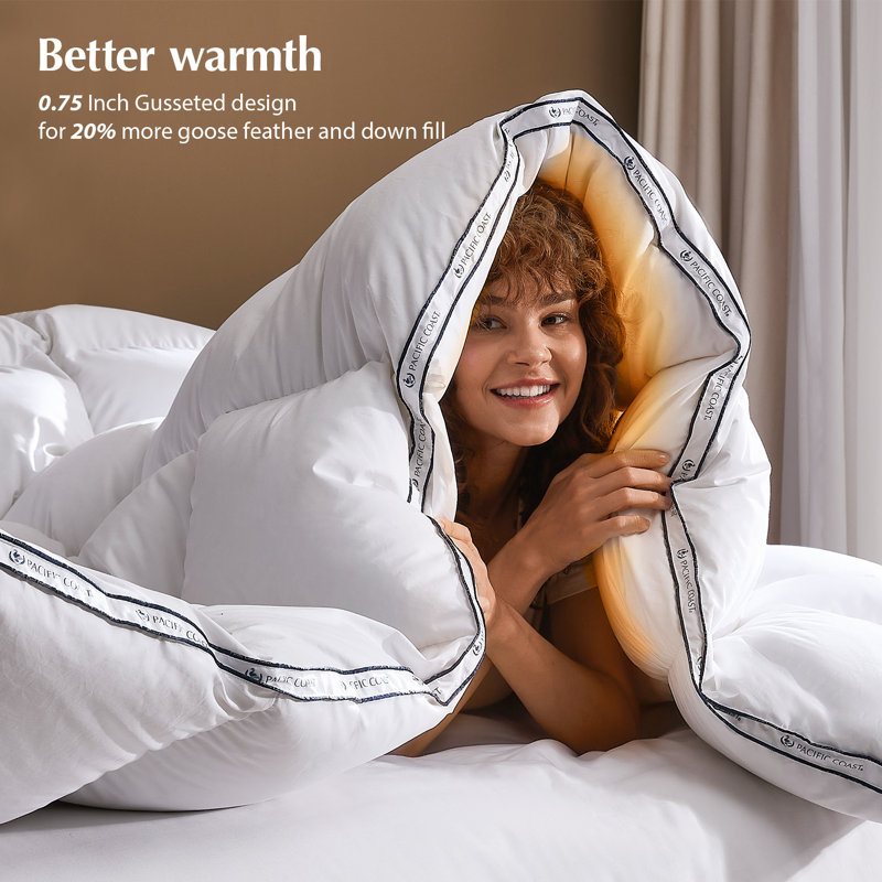 Couette épaisse en plumes et duvet d'oie de la côte Pacifique pour l'hiver, Queen
