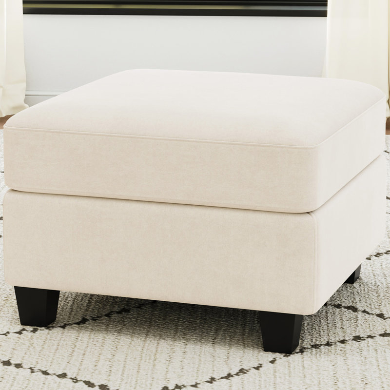 Repose-pieds en velours avec siège modulaire Allinson, Beige
