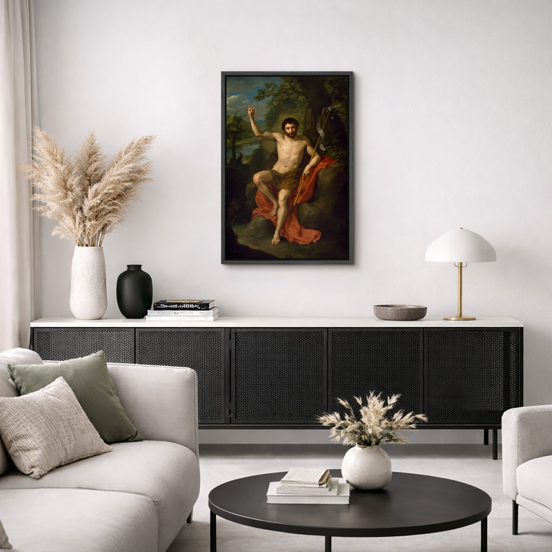 «Saint John the Baptist», œuvre d'art classique, impression sur toile, H 36 po x l 24 po x P 1,5 po, Cadre flottant noir