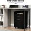 Armoire mobile noire pour rangement avec tiroir et armoire, support d'imprimante. Grande capacité, se déplace facilement, s'adapte à l'espace de bureau, construit en noir. Espace, librement, construction