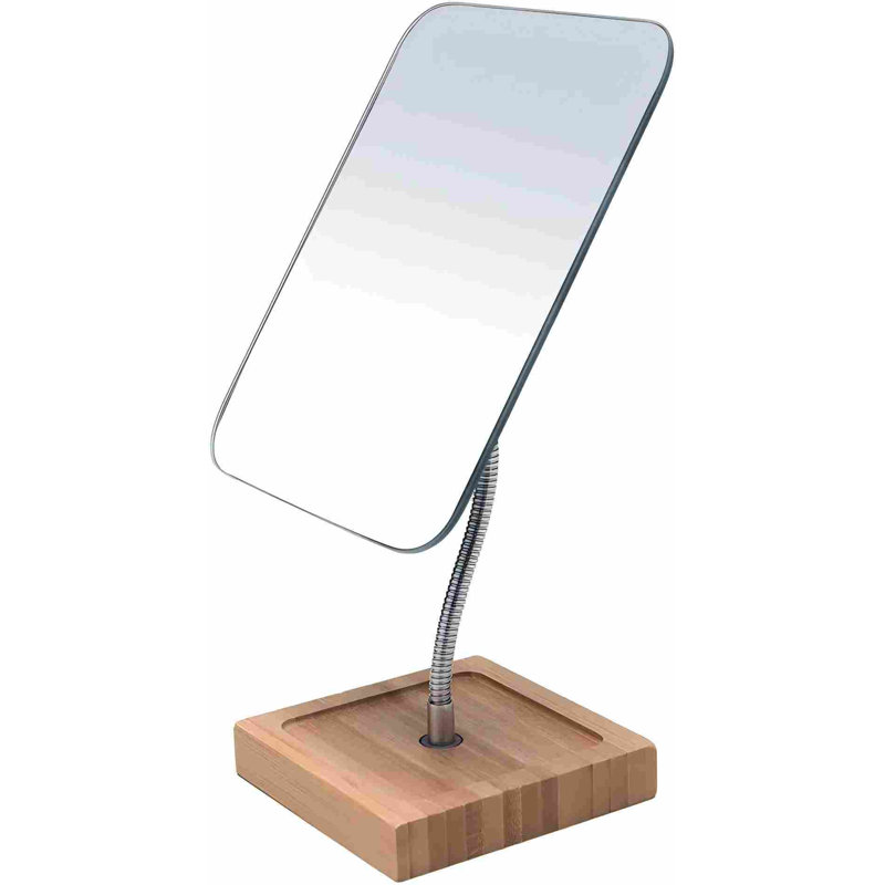 Miroir de maquillage flexible pour coiffeuse en col de cygne flexible, grande rotation de 360 ° 8 po, sans cadre, table de bureau portable avec miroir
