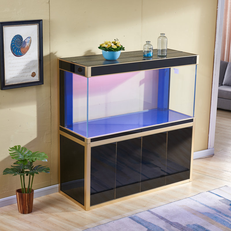 Réservoir d'aquarium rectangulaire, Noir et or, 250 gallons (H 61 po x l 78 po x P 23,6 po)