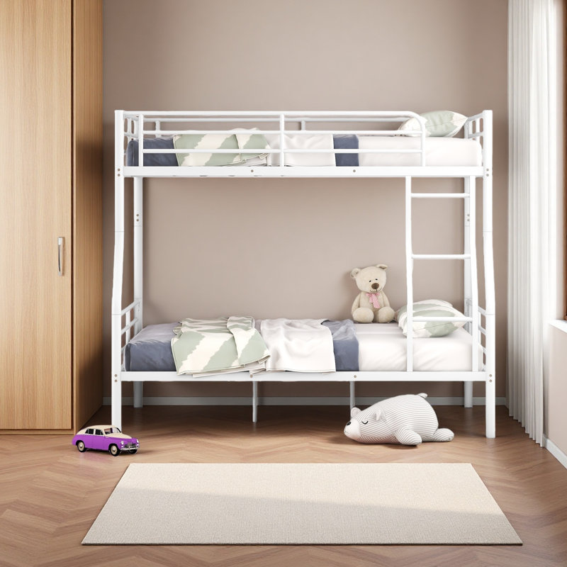Full XL Over Queen Metal Bunk Bed, White