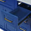 36 36 po Meuble-lavabo moderne bleu avec lavabo en céramique, porte à fermeture douce, quatre tiroirs de rangement et apparence élégante