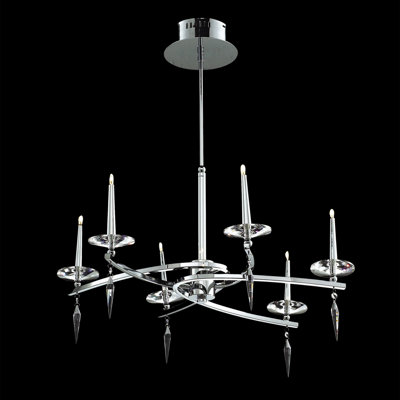 Transitional 6 Light Linear Candle Chandelier