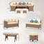 Ensemble de canapé modulaire confortable, structure en acier, style rustique, plaisir en plein air