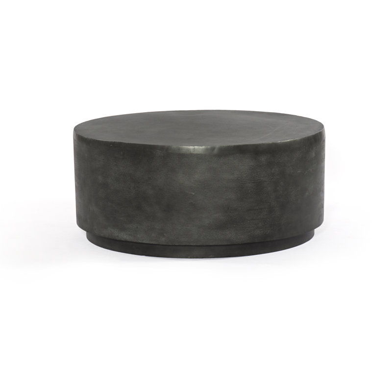 Javi Outdoor Round Coffee Table, Matte Black, Matte Black