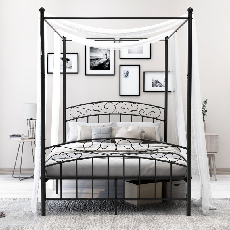 Jasalyn Metal Canopy Bed, Black, Full