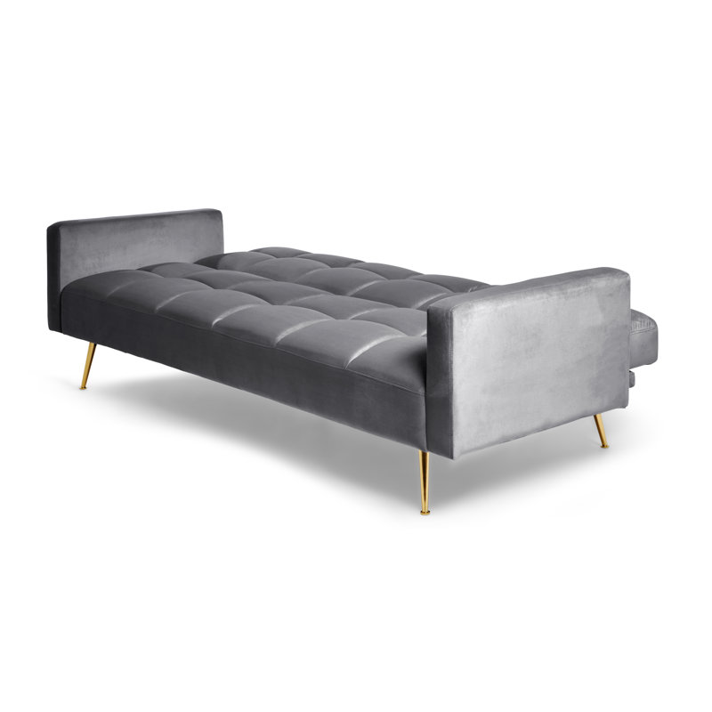 Shiflet 3 Seater Manual Reclining Velvet Sofa Bed, Grey